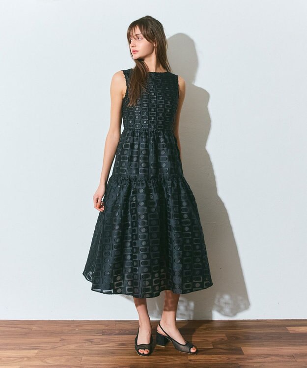 GRACE CONTINENTAL キカドットジャガードドレス ブラック