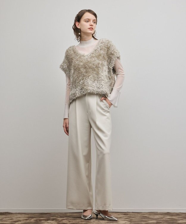 GRACE CONTINENTAL ラメフェザーベスト ベージュ