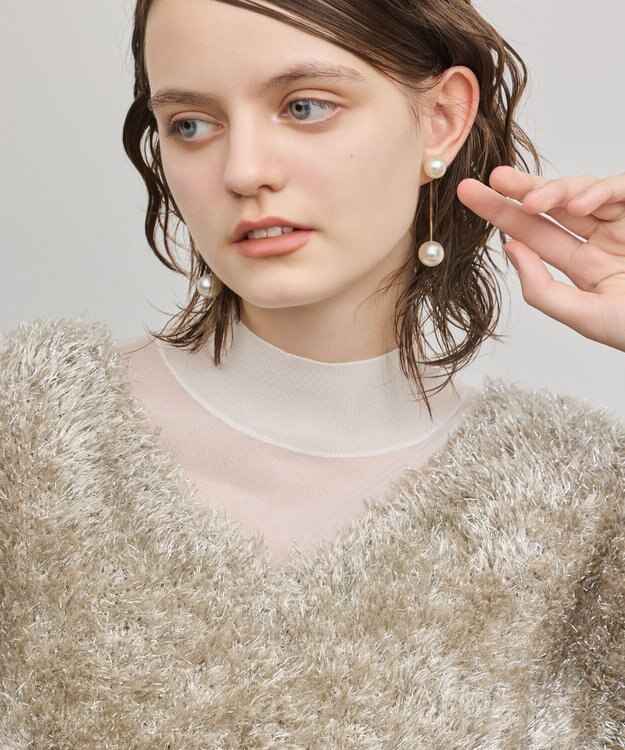 GRACE CONTINENTAL ラメフェザーベスト ベージュ