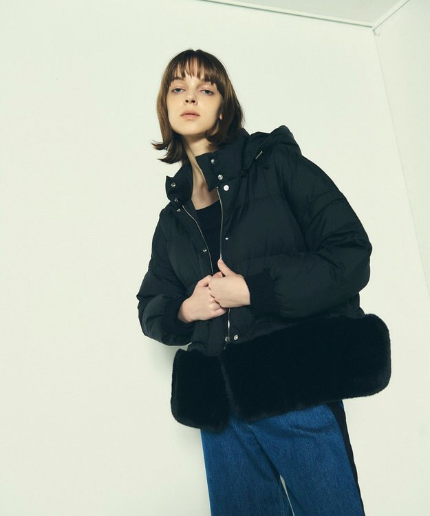 GRACE CONTINENTAL ヘムファーショートダウンジャケット ブラック