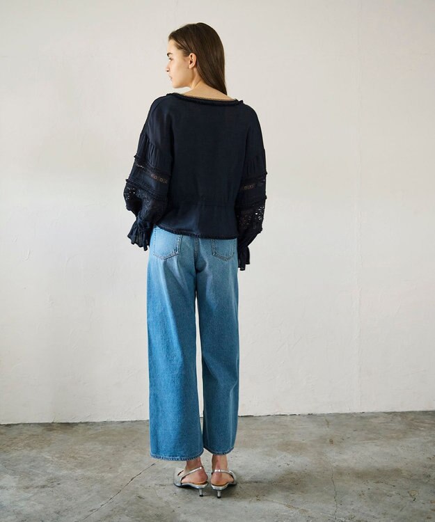 GRACE CONTINENTAL レースパッチブラウス ネイビー