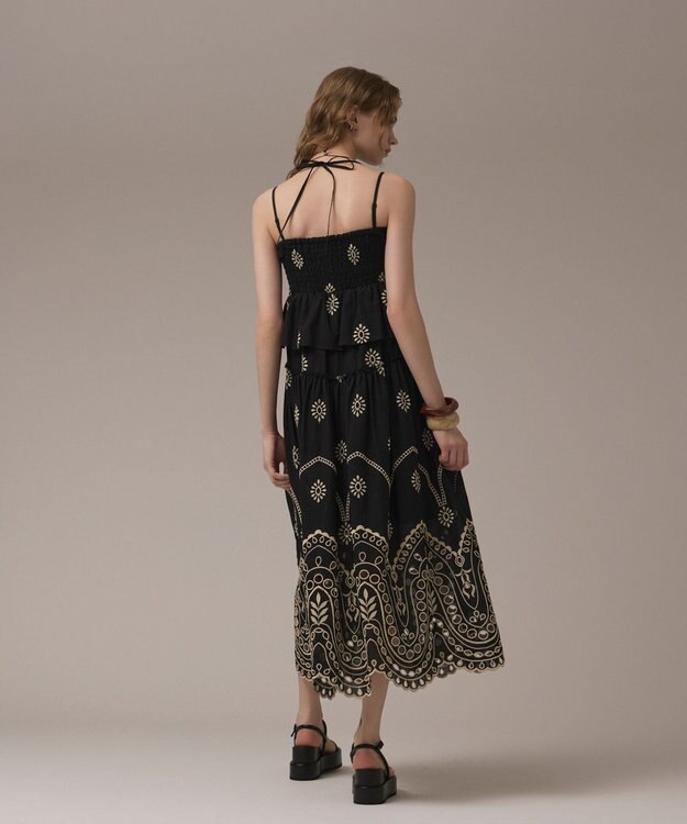 GRACE CONTINENTAL カットワークマキシドレス ブラック