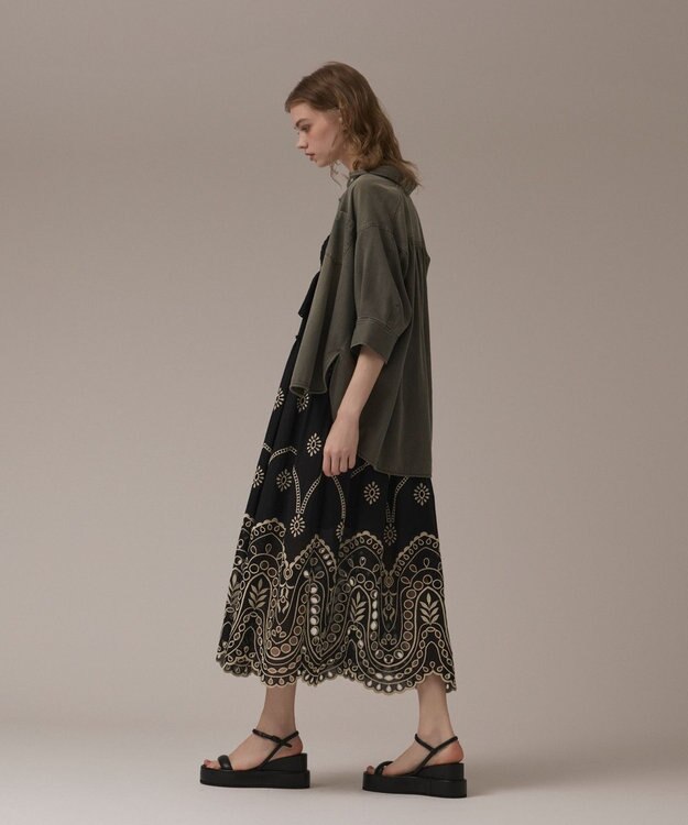 GRACE CONTINENTAL カットワークマキシドレス ブラック