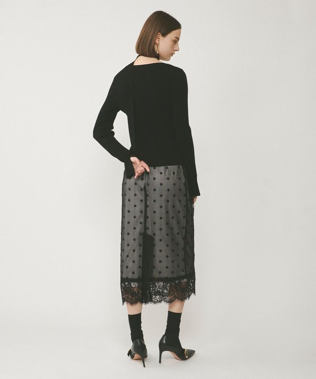 GRACE CONTINENTAL ドットチュールタイトスカート ブラック