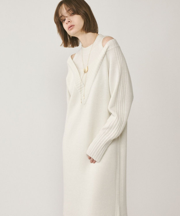 GRACE CONTINENTAL レイヤードレースニットワンピース ホワイト