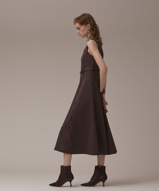 GRACE CONTINENTAL ストライプジャージワンピース ブラウン