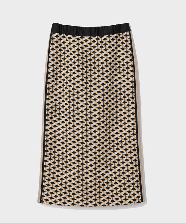 GRACE CONTINENTAL ラメジャガードラインスカート ゴールド