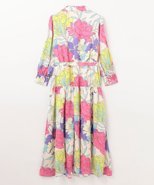 GRACE CONTINENTAL フラワープリントテーラーワンピース ピンク