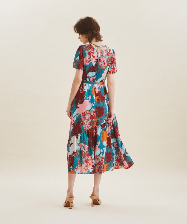 美品 グレースコンチネンタル シャツワンピース 花柄 ペイズリー オレンジ 美品 グレースコンチネンタル シャツワンピース 花柄 ペイズリー