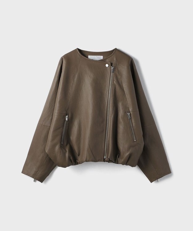 GRACE CONTINENTAL フェイクレザーライダース カーキ