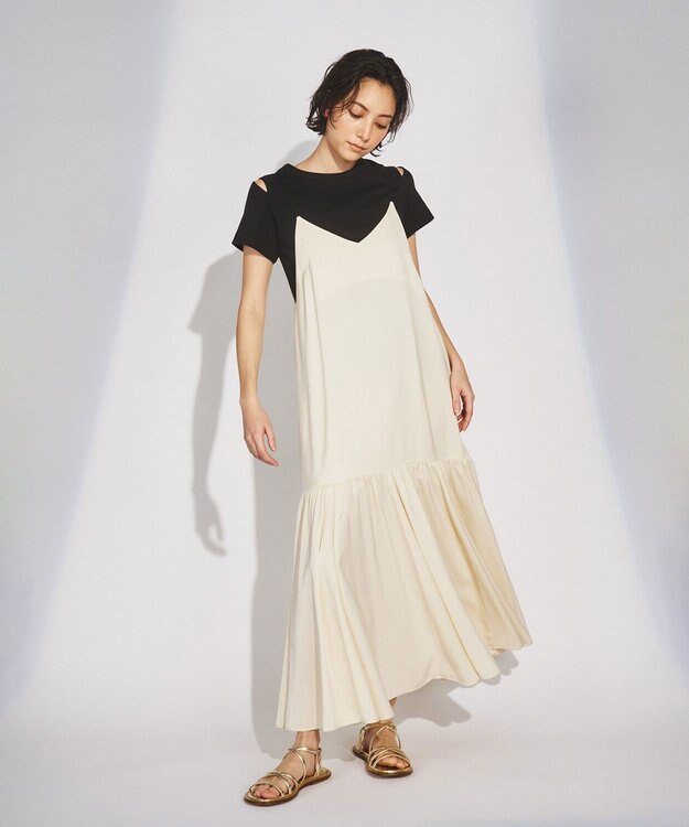 GRACE CONTINENTAL サテンフレアキャミワンピース キナリ