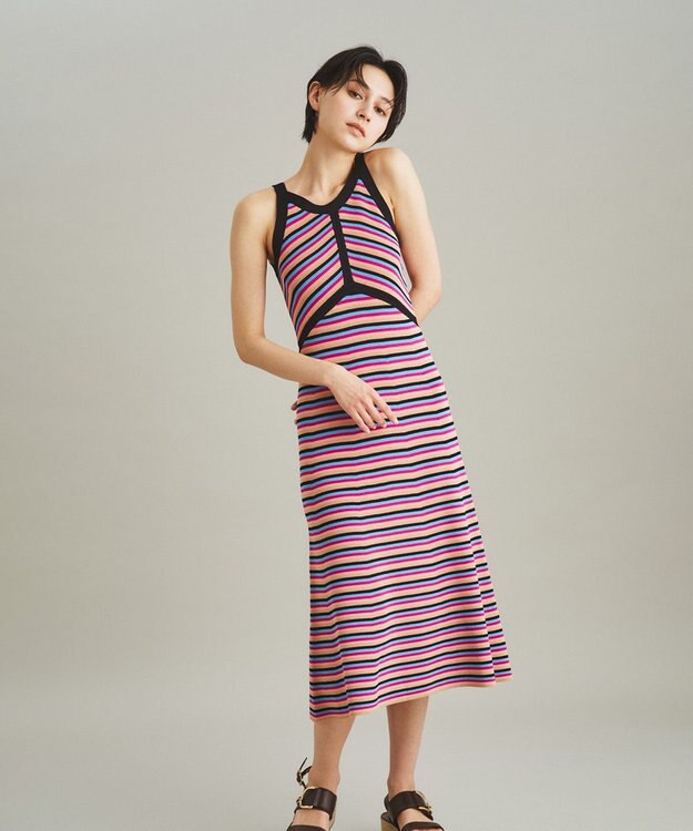 GRACECONTINENTAL バイカラーシアーニットワンピース　ニットワンピ マルチ畦編ワンピース / GRACE CONTINENTAL | GRACE CONTINENTAL