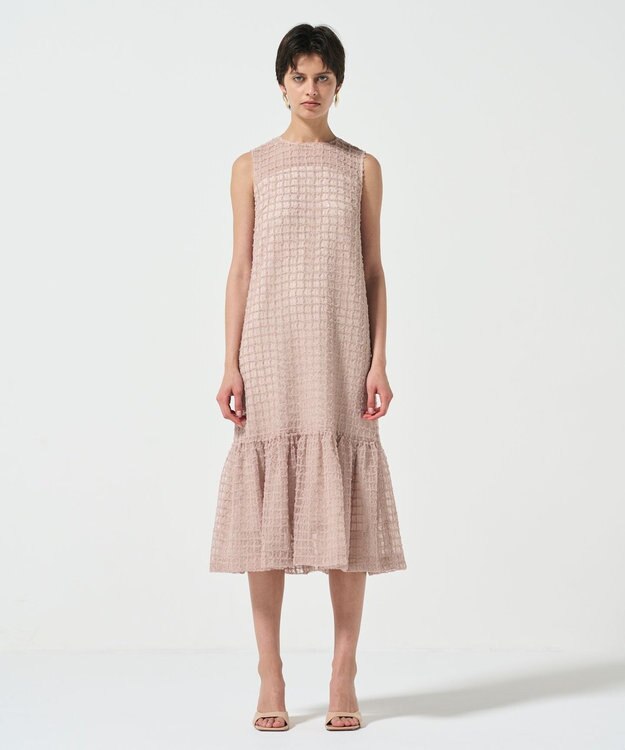 GRACE CONTINENTAL チュールチェックワンピース ベージュ