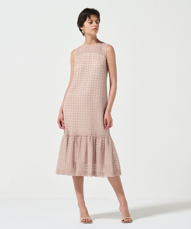 GRACE CONTINENTAL チュールチェックワンピース ベージュ