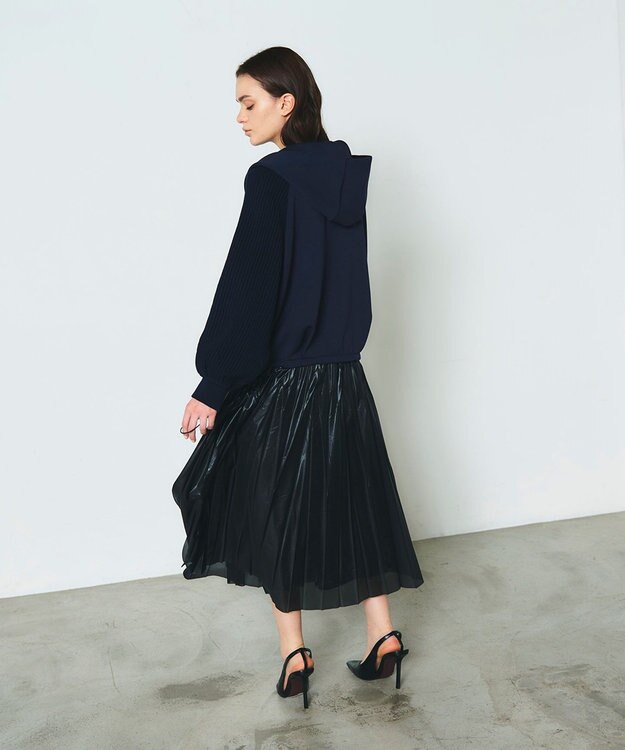 GRACE CONTINENTAL ニットコンビパーカー ネイビー