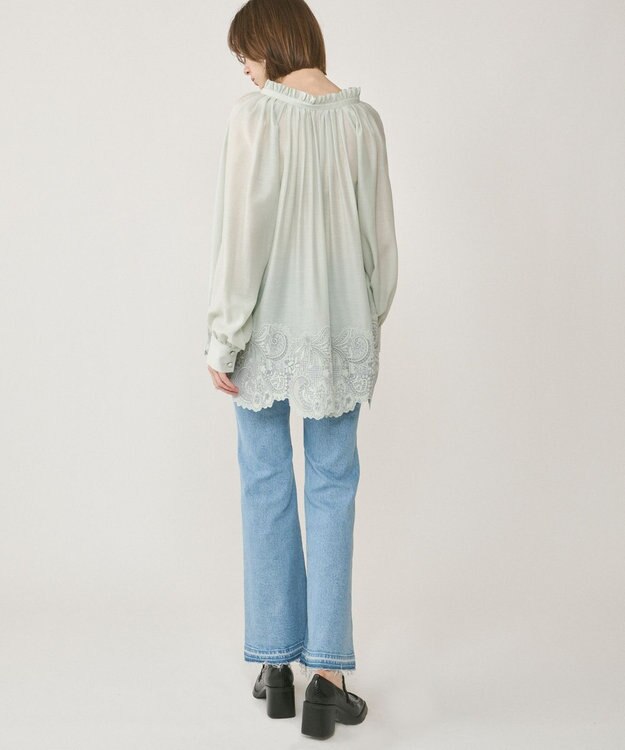 GRACE CONTINENTAL ヘムレースギャザートップ ライトグリーン