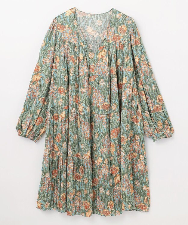 GRACE CONTINENTAL フラワープリントティアードミニワンピース オレンジ