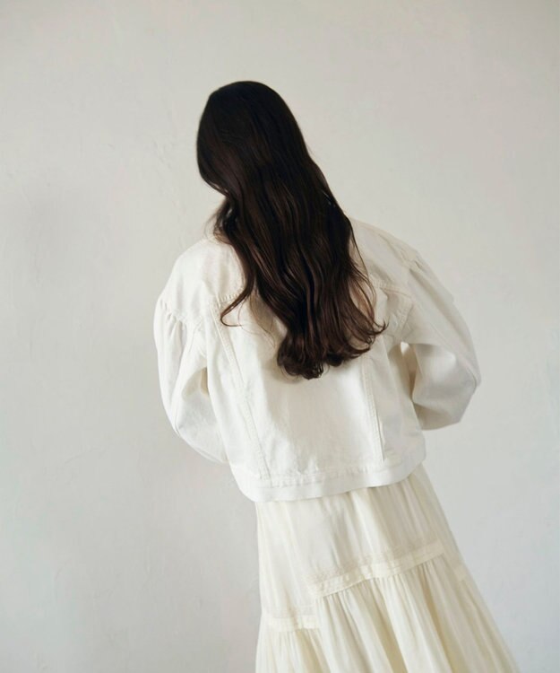 GRACE CONTINENTAL ノーカラーデニムジャケット ホワイト
