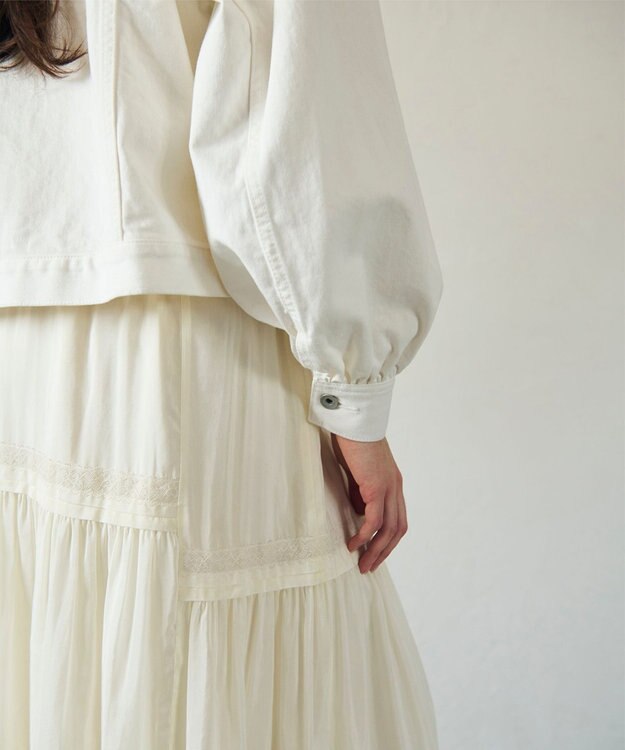 GRACE CONTINENTAL ノーカラーデニムジャケット ホワイト