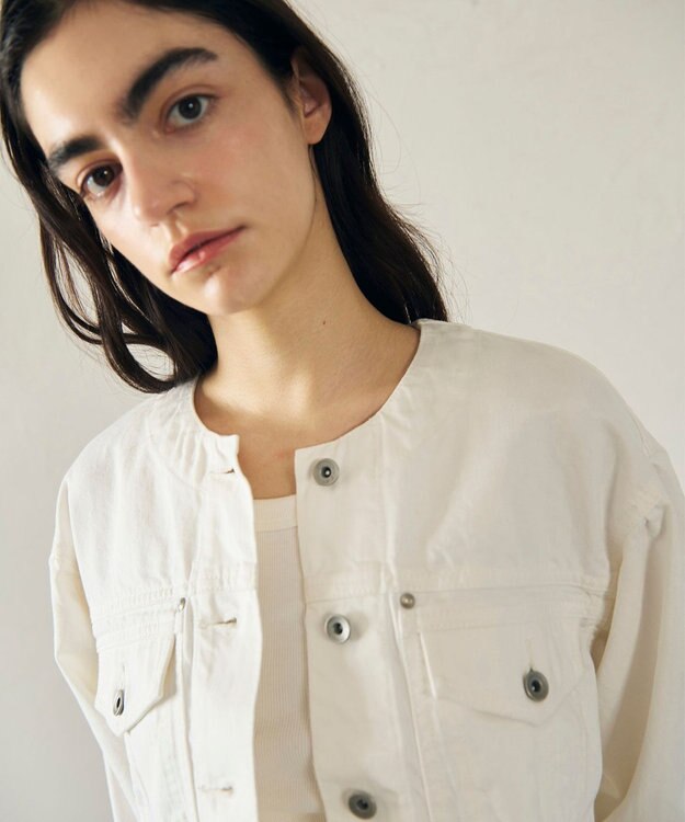 GRACE CONTINENTAL ノーカラーデニムジャケット ホワイト