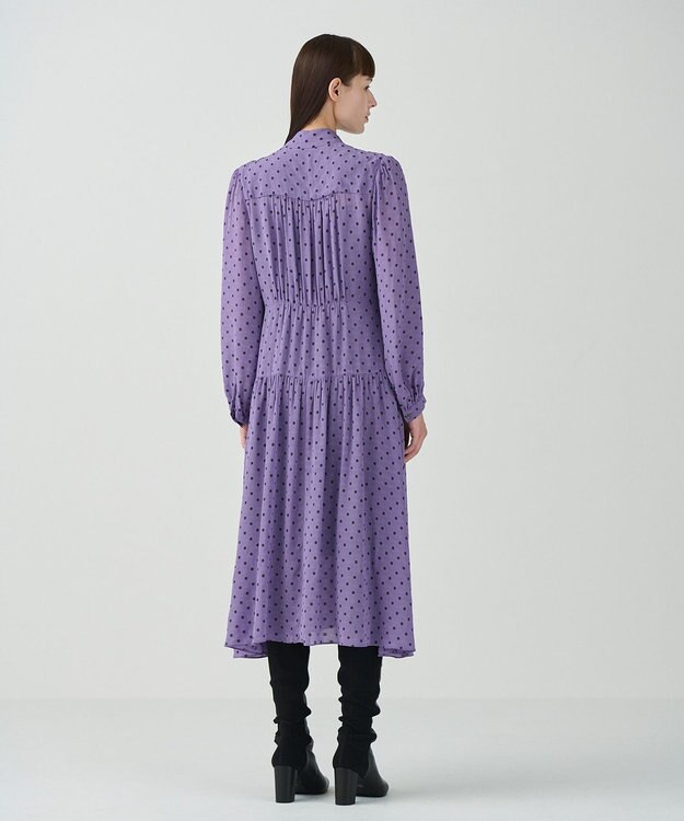 GRACE CONTINENTAL ドットラメジャガードドレス パープル