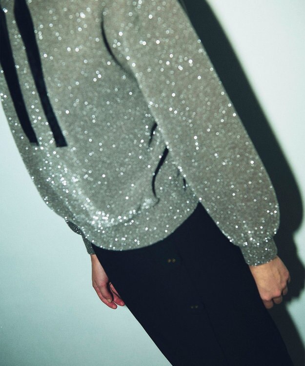 GRACE CONTINENTAL ラメニットパーカー ブラウン