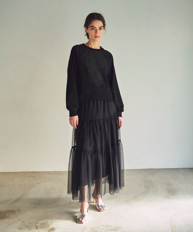 GRACE CONTINENTAL オーナメントカットトップ ブラック