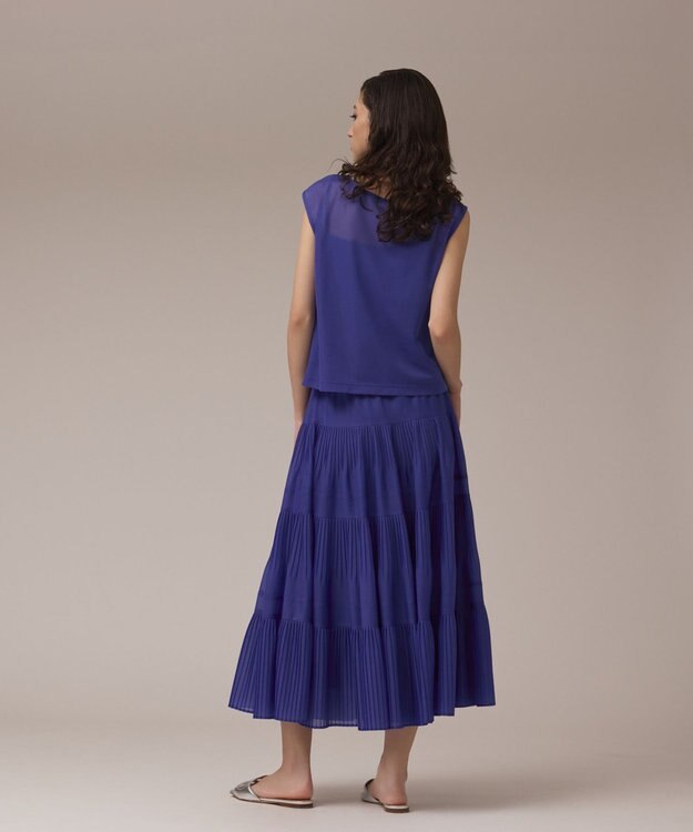 GRACE CONTINENTAL プリーツティアードスカート ブルー