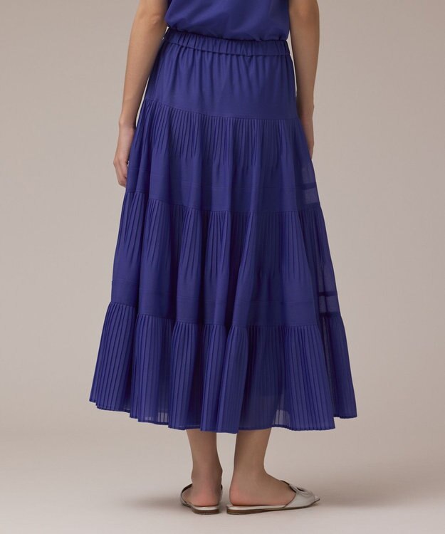 GRACE CONTINENTAL プリーツティアードスカート ブルー