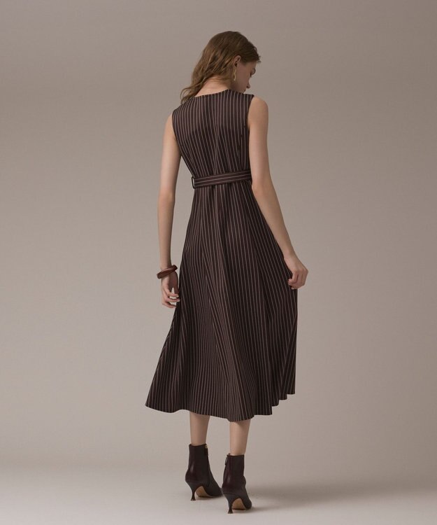 GRACE CONTINENTAL ストライプジャージワンピース ブラウン