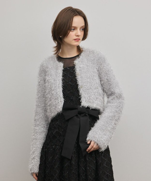 GRACE CONTINENTAL フェザーショートボレロ シルバー