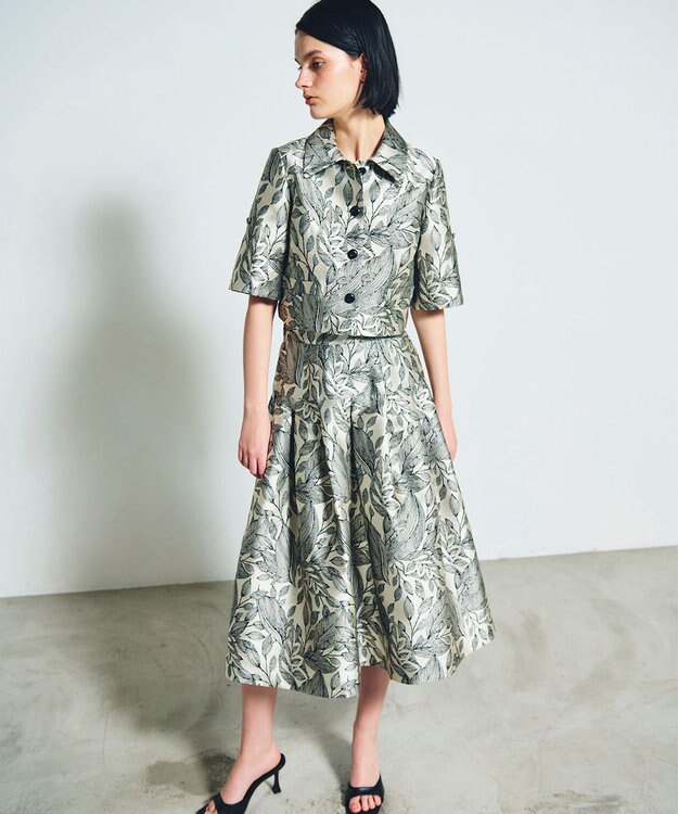 GRACE CONTINENTAL ボタニカルジャガードスカート キナリ