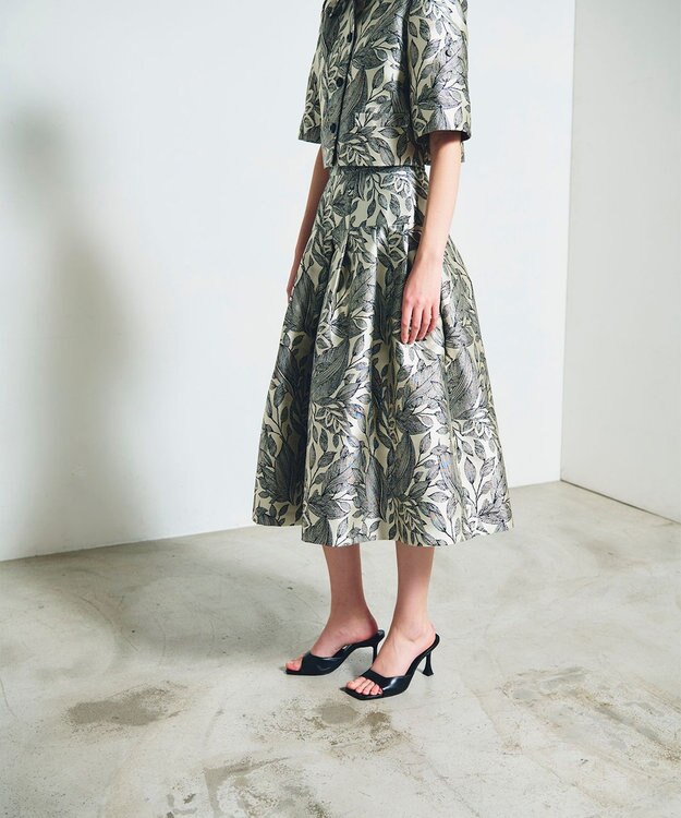 GRACE CONTINENTAL ボタニカルジャガードスカート キナリ