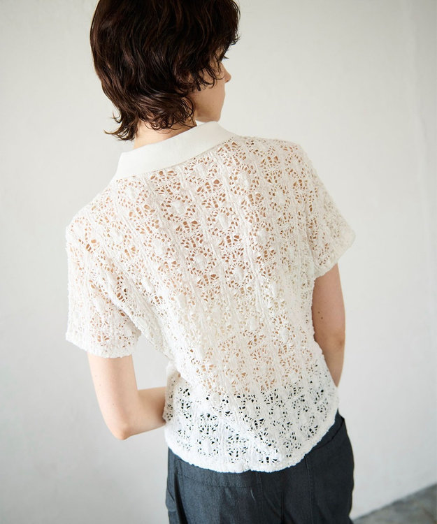 GRACE CONTINENTAL レースカットスキッパートップ ホワイト