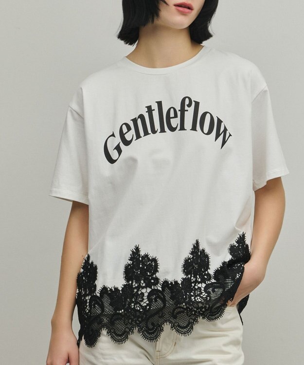 GRACE CONTINENTAL レースヘムロゴTシャツ ホワイト