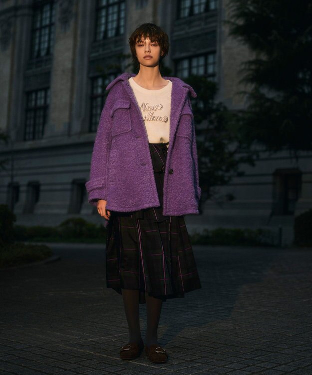 GRACE CONTINENTAL シルクブラックウォッチスカート グリーン