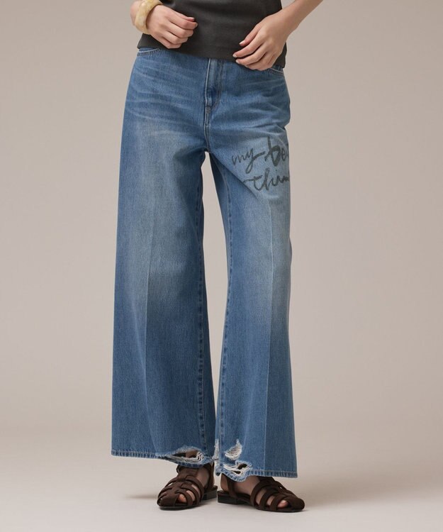 GRACE CONTINENTAL バギ－デニムパンツ (My Beautiful Things) ブルー