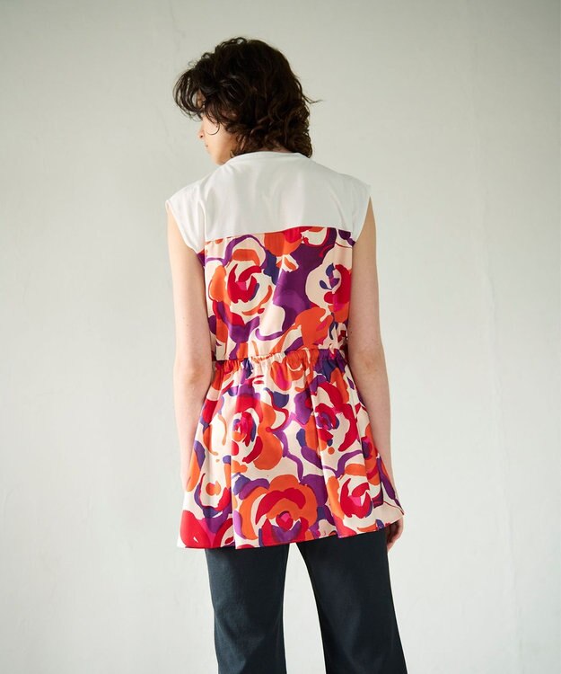 GRACE CONTINENTAL ペイントカラープリントトップ オレンジ