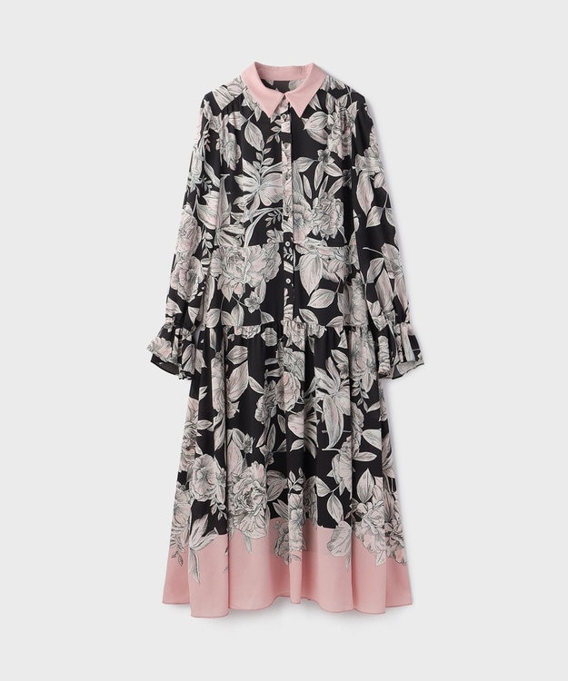 GRACE CONTINENTAL ボタニカルドレープワンピース ブラック