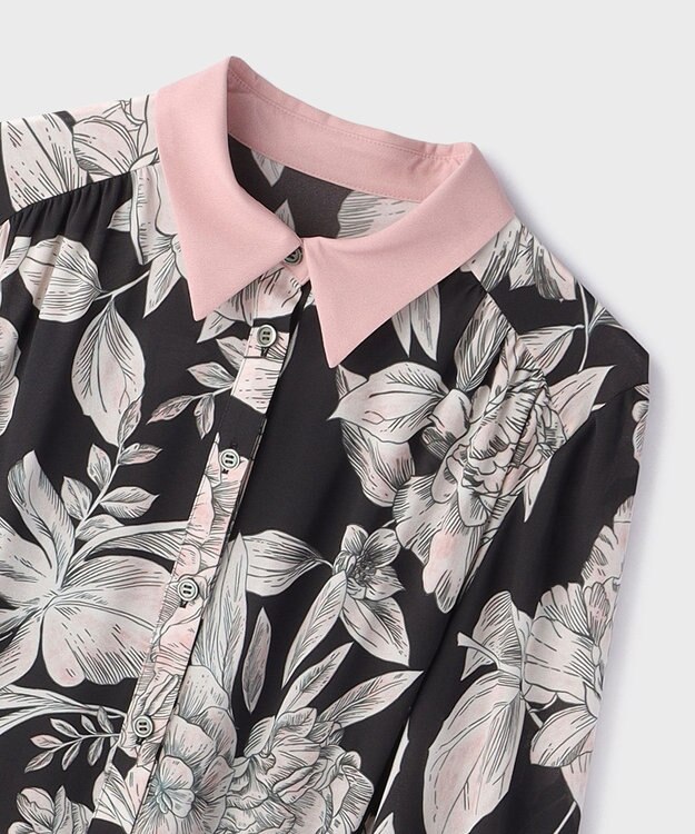 GRACE CONTINENTAL ボタニカルドレープワンピース ブラック