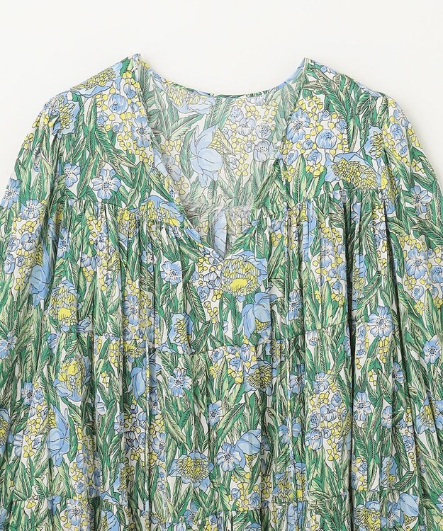 GRACE CONTINENTAL フラワープリントティアードミニワンピース グリーン