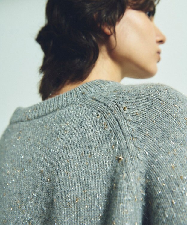 GRACE CONTINENTAL カシミヤ混ラメニットトップ グレー