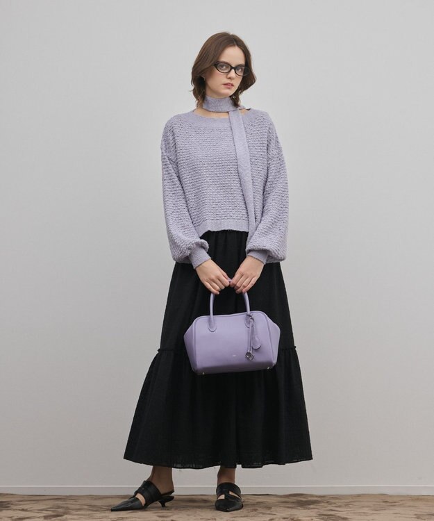 GRACE CONTINENTAL メッシュオーバーニットトップ ラベンダー