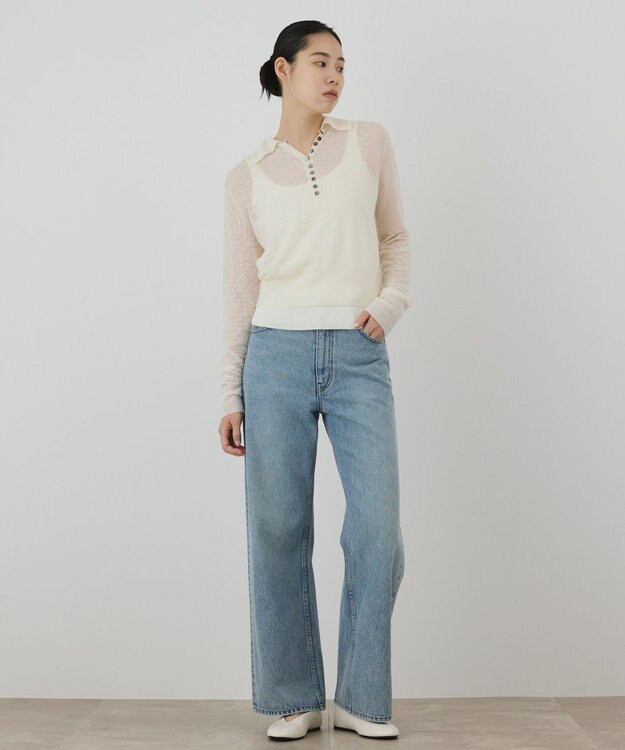 GRACE CONTINENTAL ワイドデニムパンツ ブルー