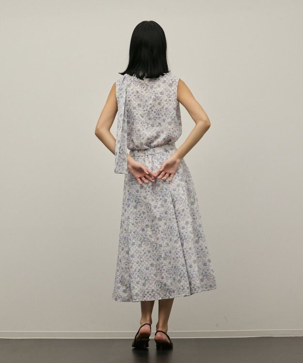 GRACE CONTINENTAL シアーフラワープリントジャガードブラウス グレー