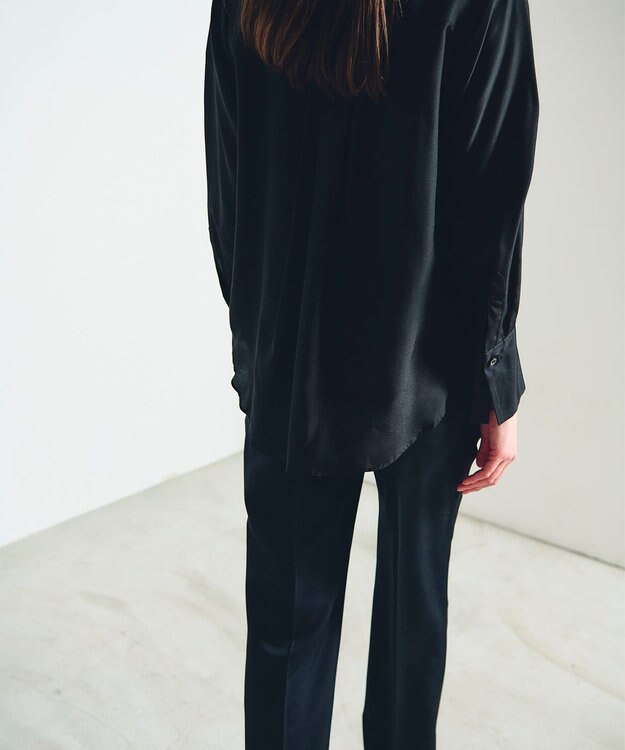 GRACE CONTINENTAL シルクコンビドレスシャツ ブラック