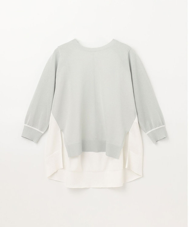 GRACE CONTINENTAL バイカラークルーニットトップ グレー