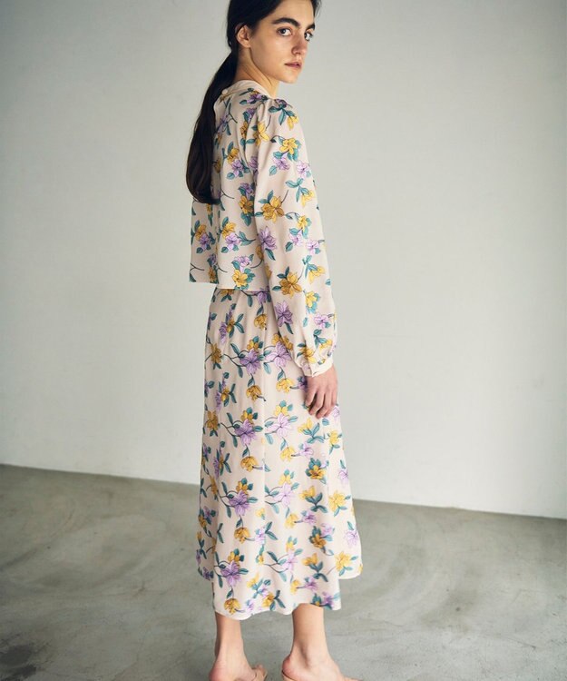 GRACE CONTINENTAL フラワー刺繍フレアスカート キナリ