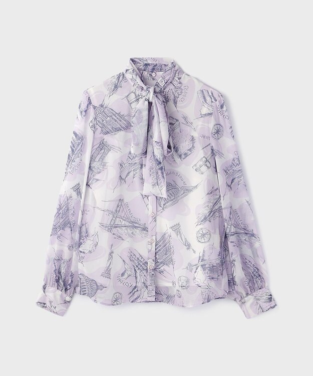 GRACE CONTINENTAL スカ－フタイブラウス ラベンダー