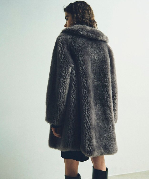 GRACE CONTINENTAL ウールボアショートコート チャコール